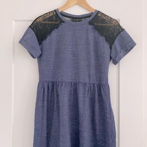 Topshop blue + lace mini dress
